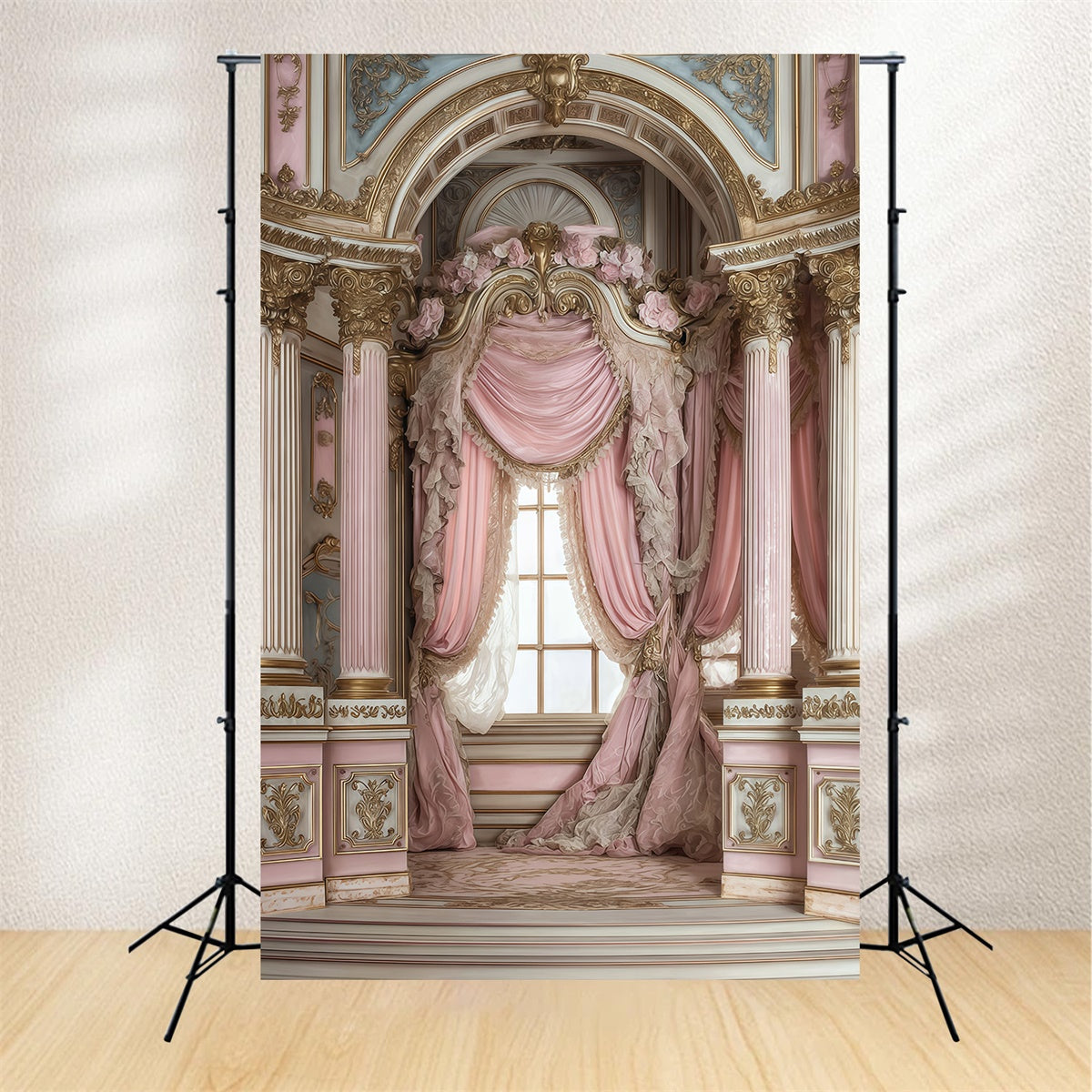 Rococo Backdrop Blush Drapery Arch Vintage Backdrops UK MRR7-235