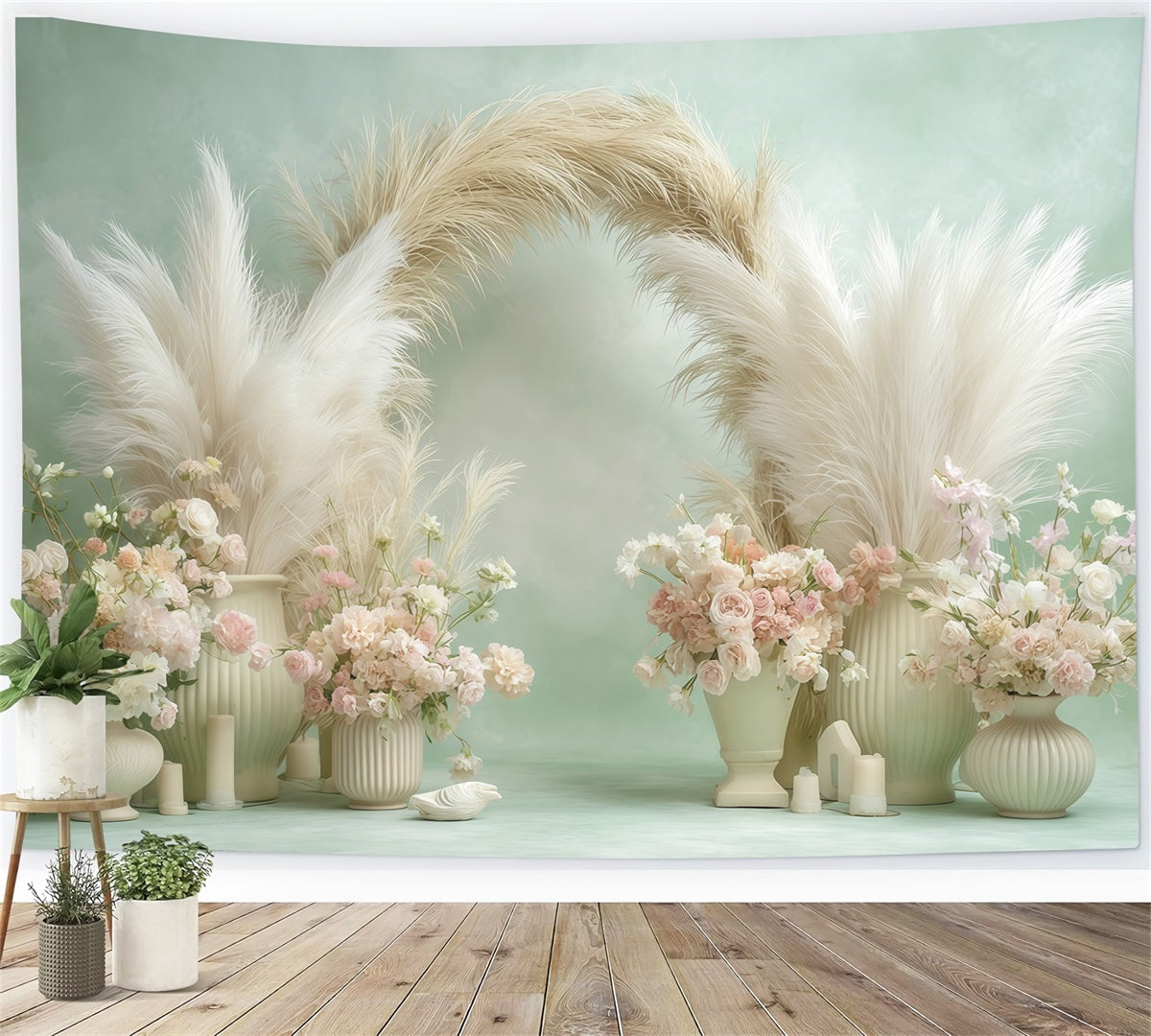 Boho Backdrop Photography Creamy Petal Vase Backdrop UK MRR7-242