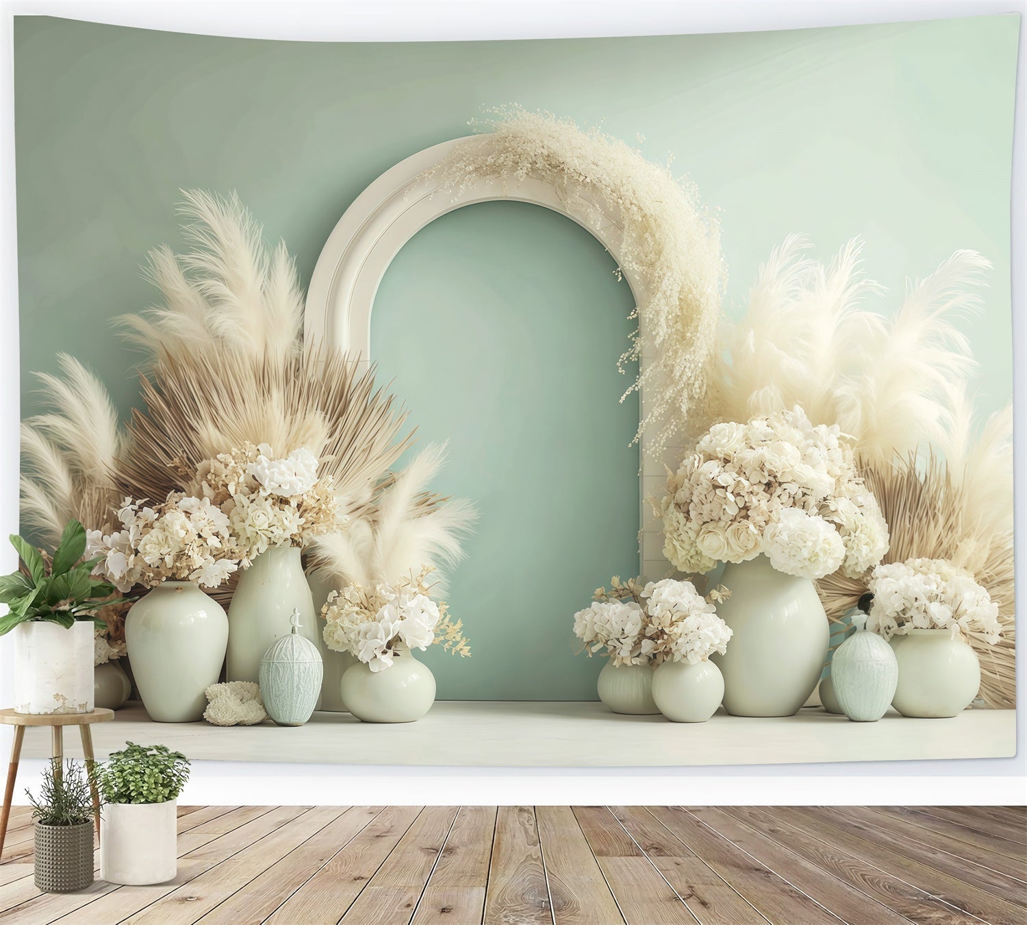 Boho Photography Backdrop Ivory Bloom Arch Backdrop UK MRR7-243