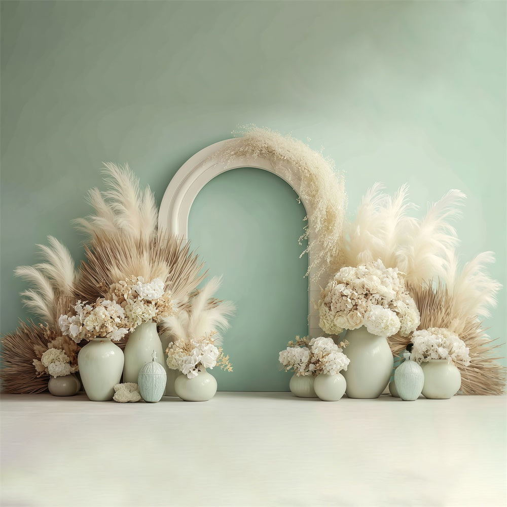 Boho Photography Backdrop Ivory Bloom Arch Backdrop UK MRR7-243