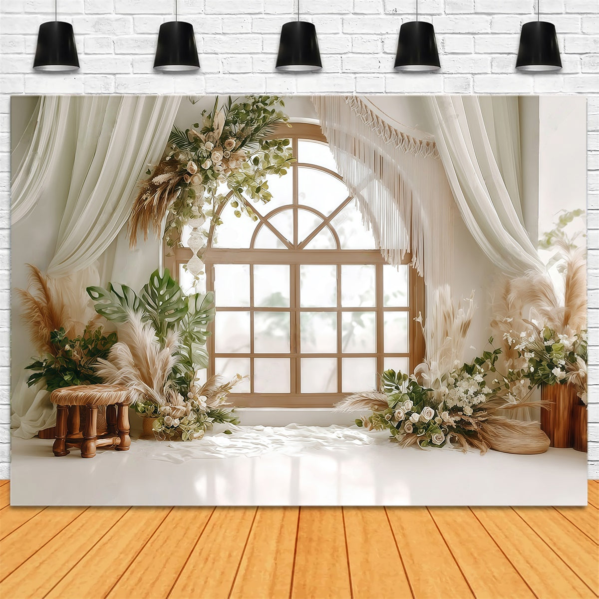 Boho Photo Backdrop Rustic Charm Window Backdrop UK MRR7-244
