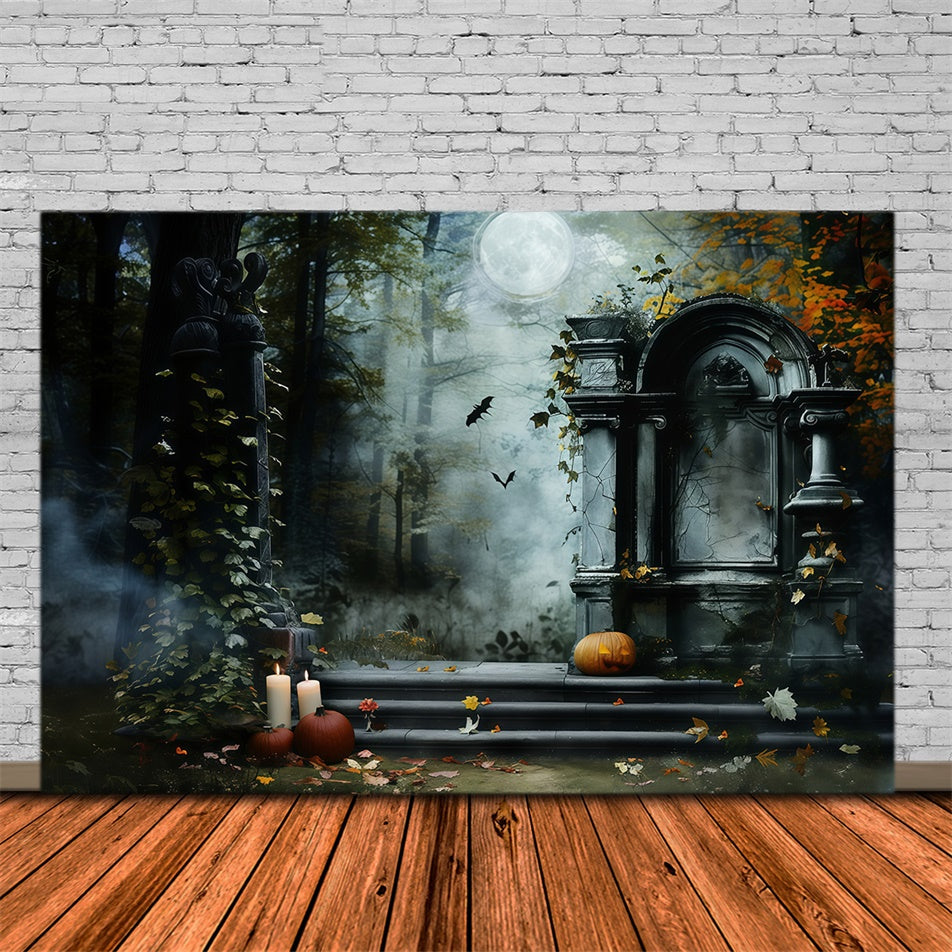 Halloween Graveyard Backdrop Gothic Tombstone Steps Backdrop UK MRR7-25