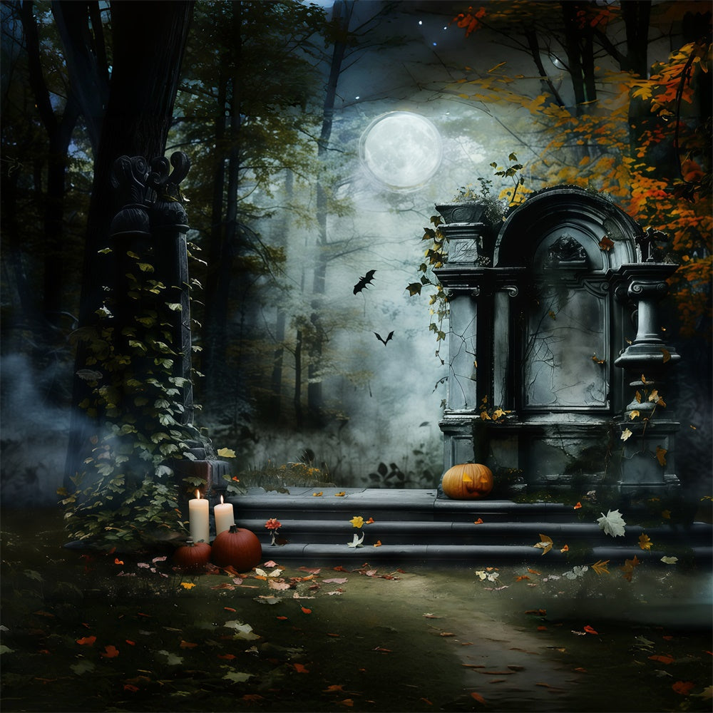 Halloween Graveyard Backdrop Gothic Tombstone Steps Backdrop UK MRR7-25