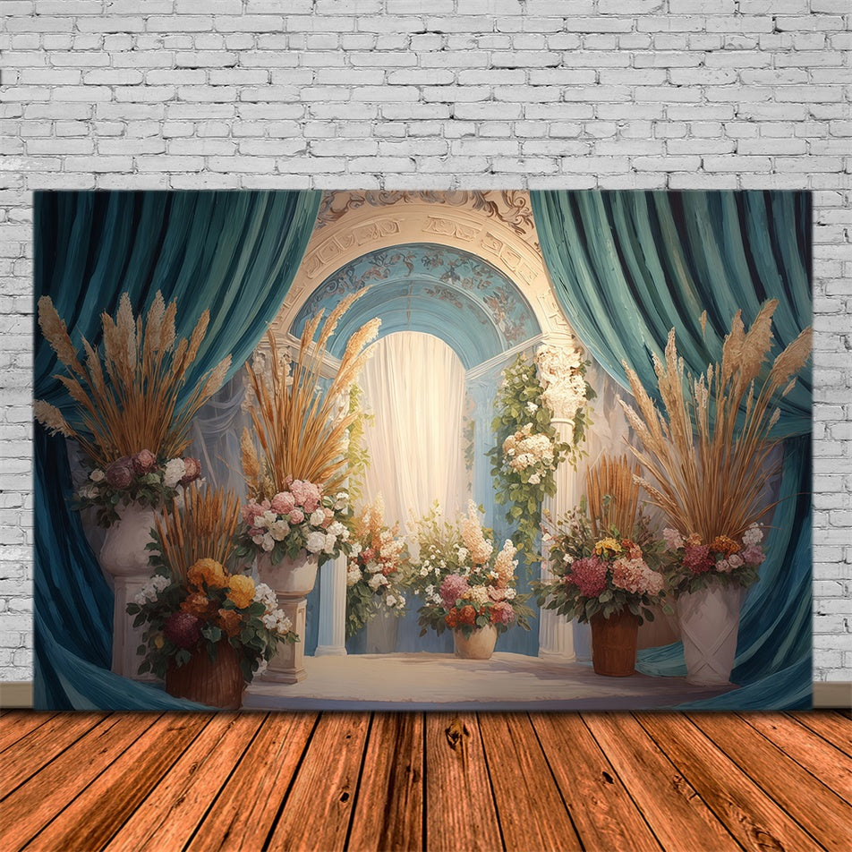 Boho Photo Backdrop Vintage Court Floral Backdrop UK MRR7-250