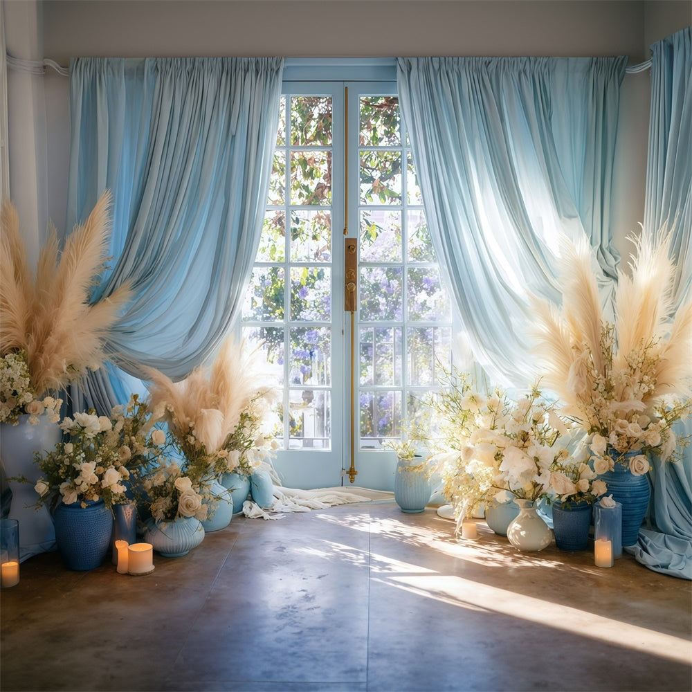 Bohemian Photo Backdrop French Window Floral Backdrop UK MRR7-251