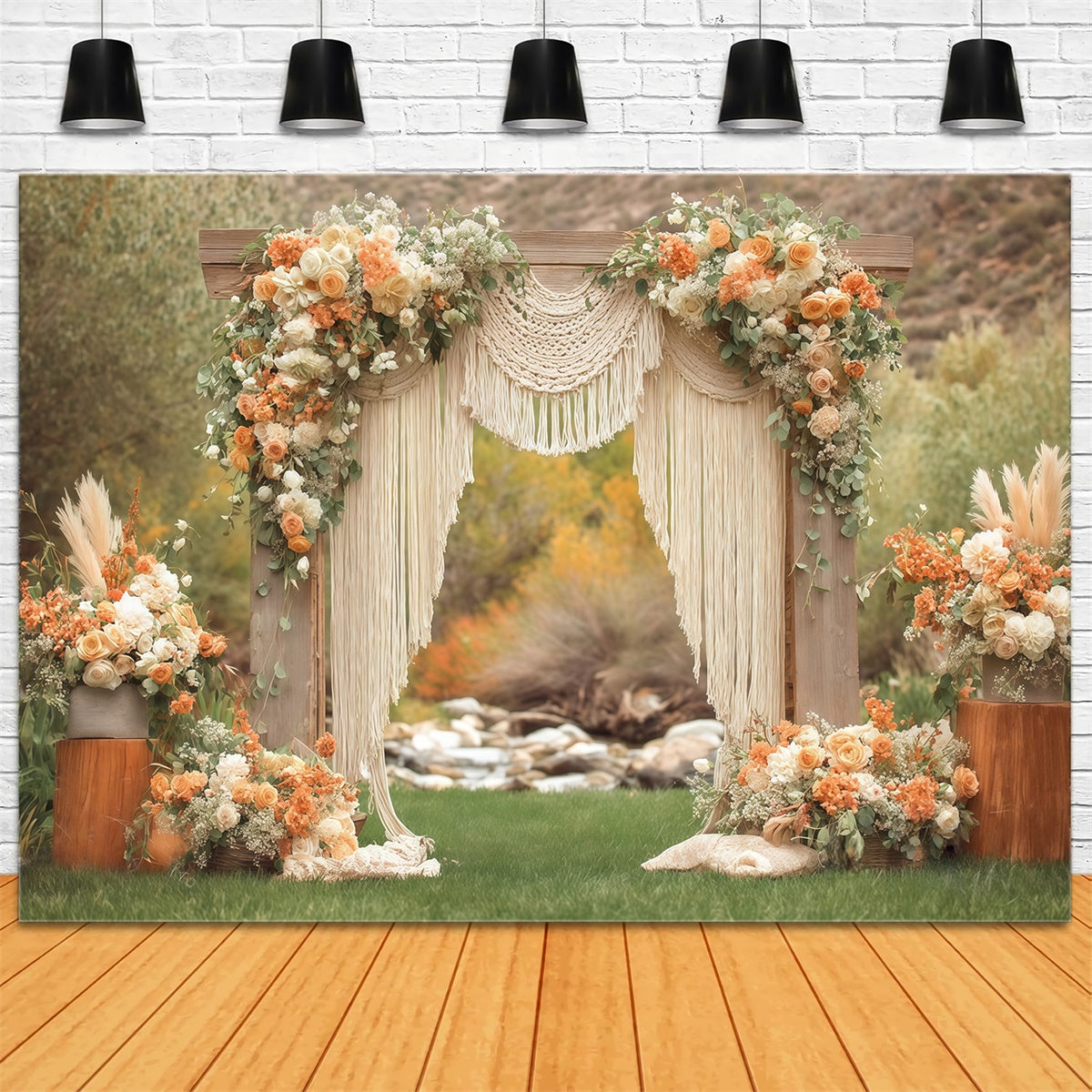 Bohemian Wedding Backdrop Garden Macrame Meadow Backdrop UK MRR7-259