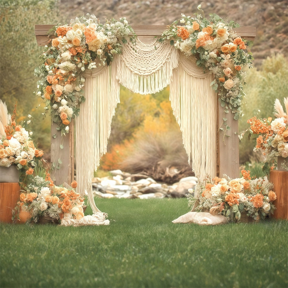 Bohemian Wedding Backdrop Garden Macrame Meadow Backdrop UK MRR7-259