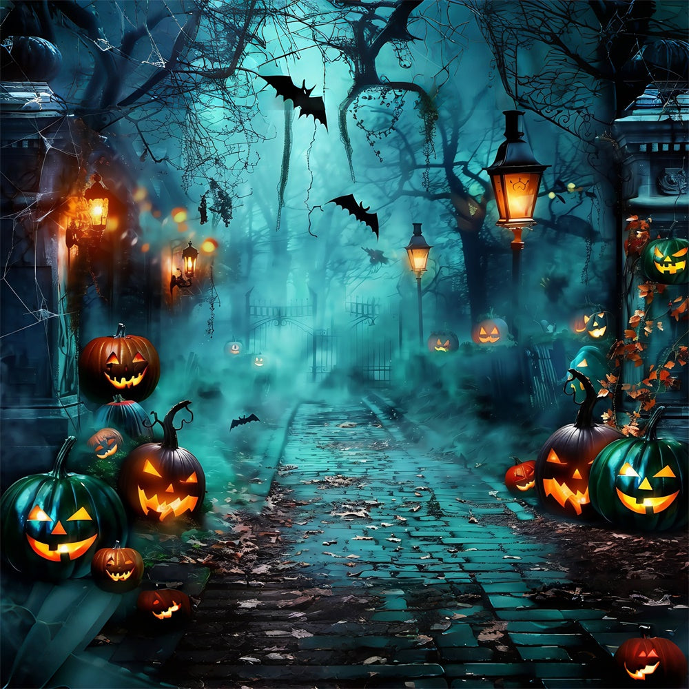 Scary Halloween Backdrop Foggy Pumpkin Pathway Backdrop UK MRR7-26