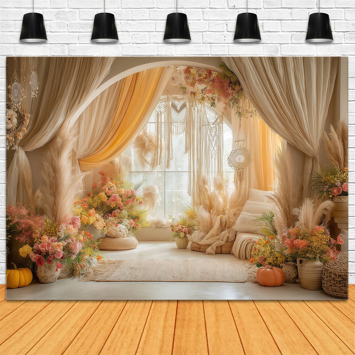 Boho Photography Backdrop Boho Cozy Room Backdrop UK MRR7-261