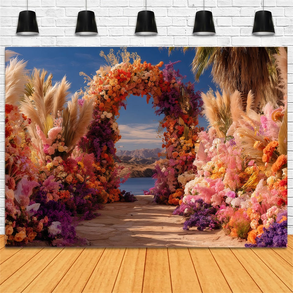 Bohemian Photo Backdrop Tropical Bloom Arch Backdrop UK MRR7-262