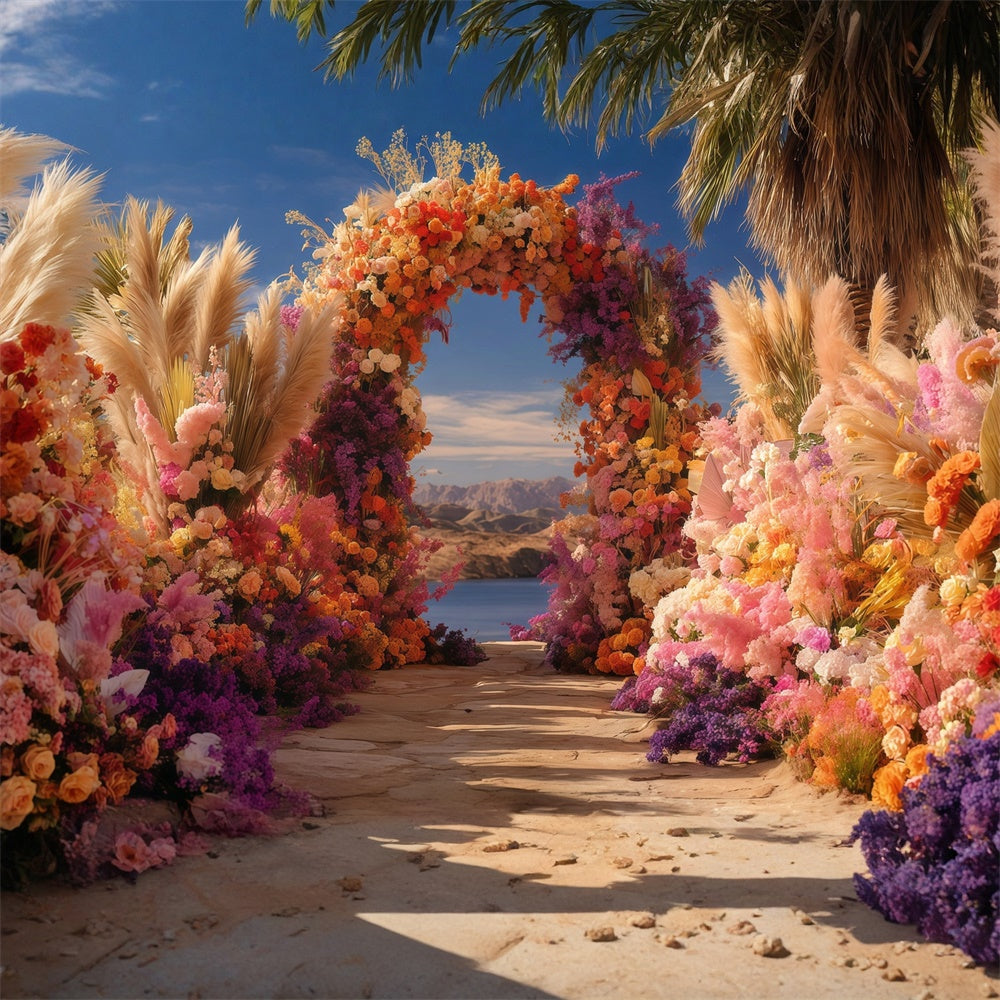 Bohemian Photo Backdrop Tropical Bloom Arch Backdrop UK MRR7-262