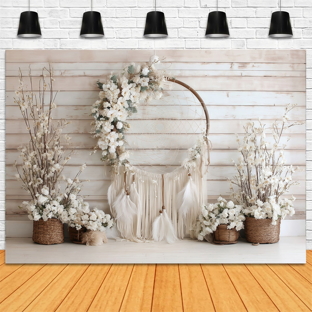 Boho Backdrop Ivory Blossom Dreamcatcher Backdrop UK MRR7-265