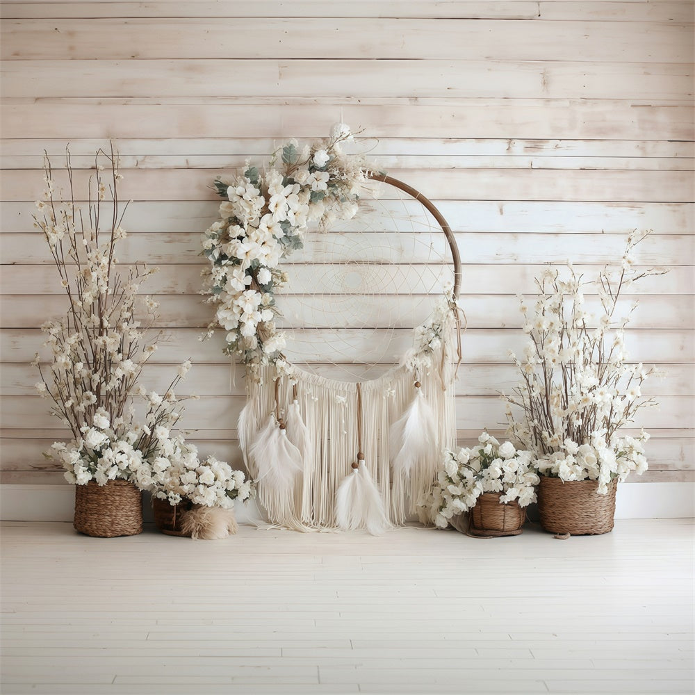 Boho Backdrop Ivory Blossom Dreamcatcher Backdrop UK MRR7-265