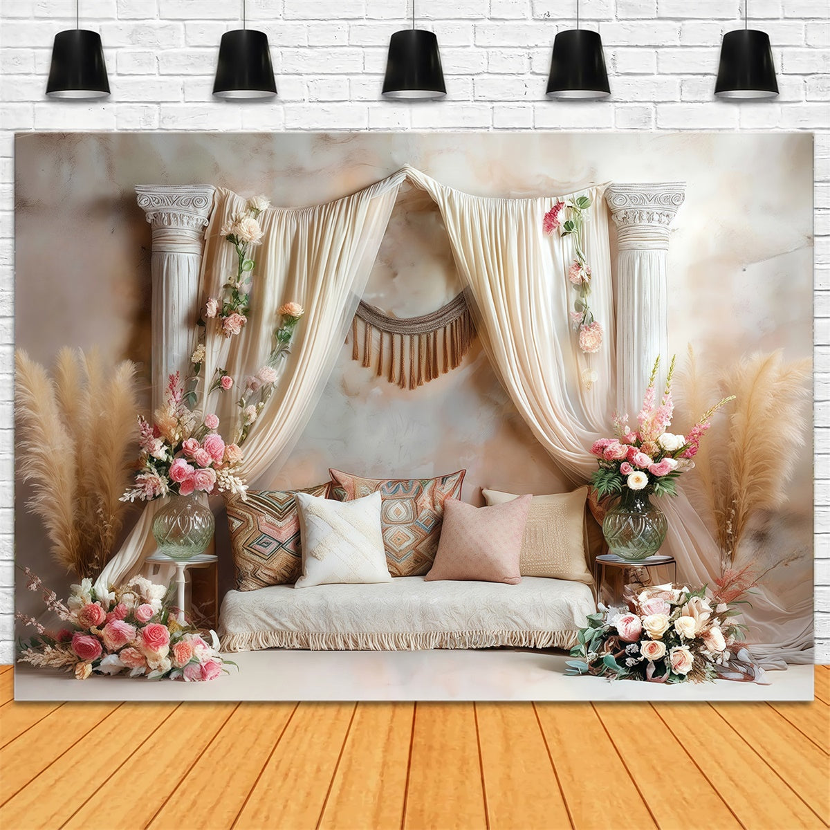 Boho Photography Backdrop Blush Roman Garden Backdrop UK MRR7-268
