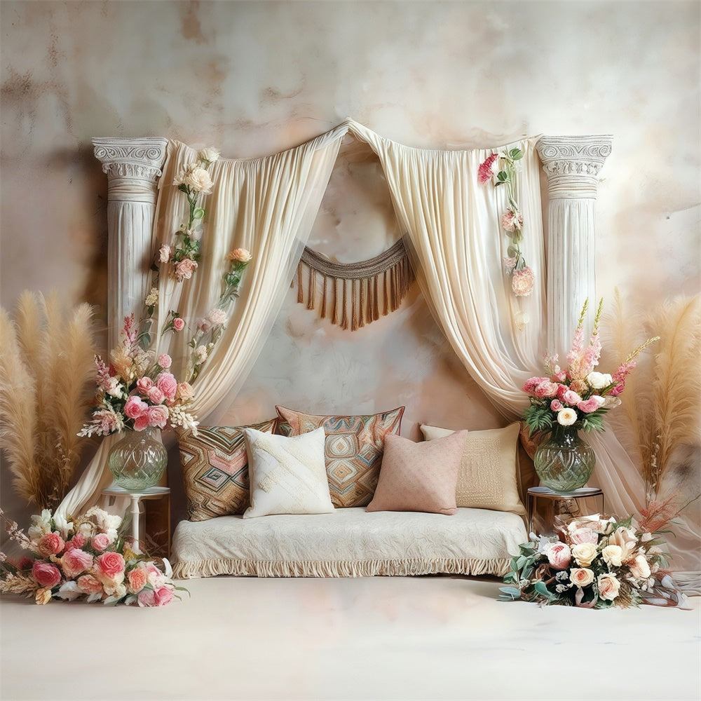 Boho Photography Backdrop Blush Roman Garden Backdrop UK MRR7-268