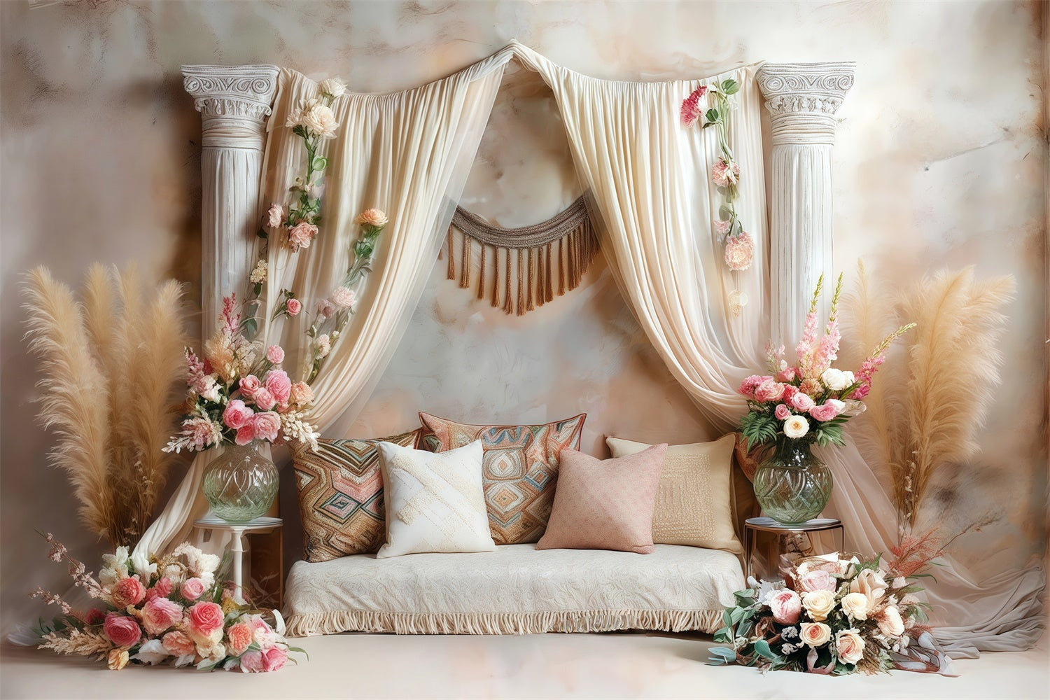 Boho Photography Backdrop Blush Roman Garden Backdrop UK MRR7-268