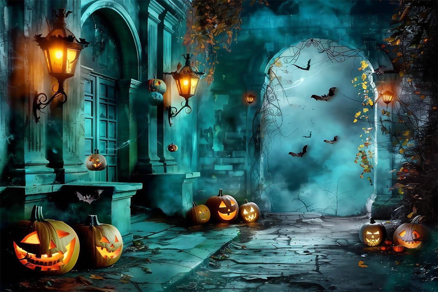 Halloween Backdrops Twilight Pumpkin Entrance Backdrop UK MRR7-27
