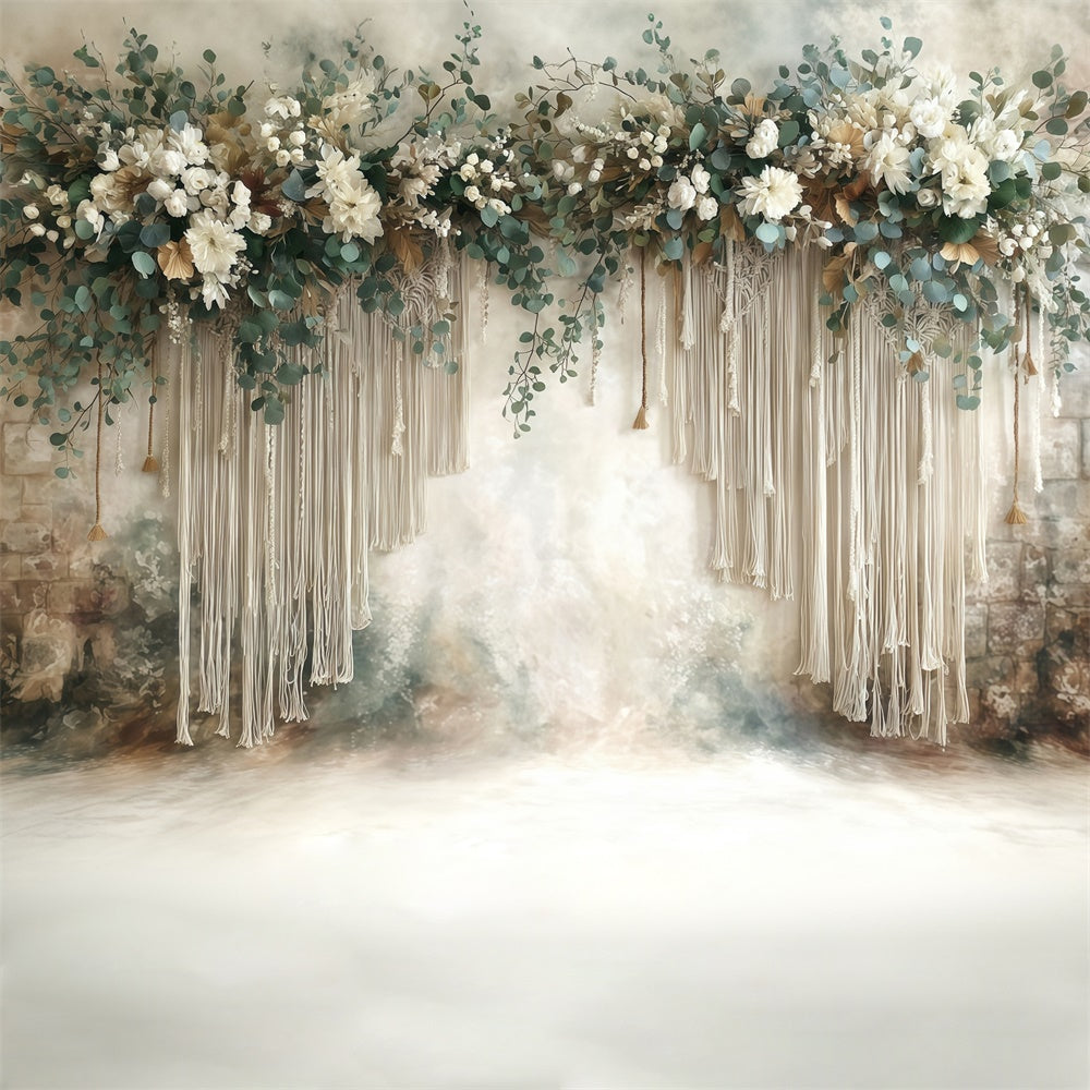 Bohemian Style Backdrop Ivory Fringe Garden Backdrop UK MRR7-271