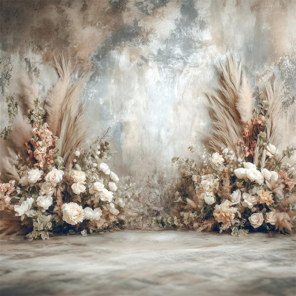 Bohemian Backdrop Beige Floral Botanical Backdrop UK MRR7-273