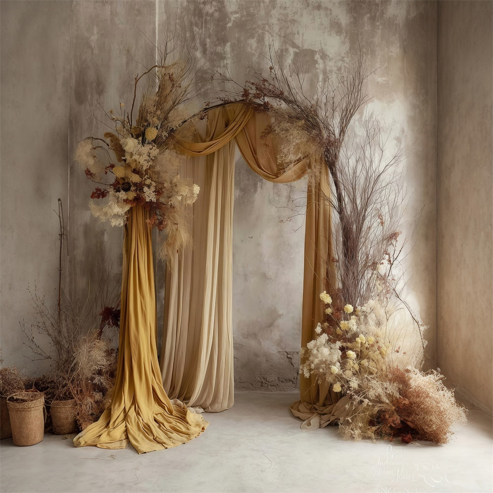 Boho Photo Backdrop Dried Bloom Elegance Backdrop UK MRR7-279