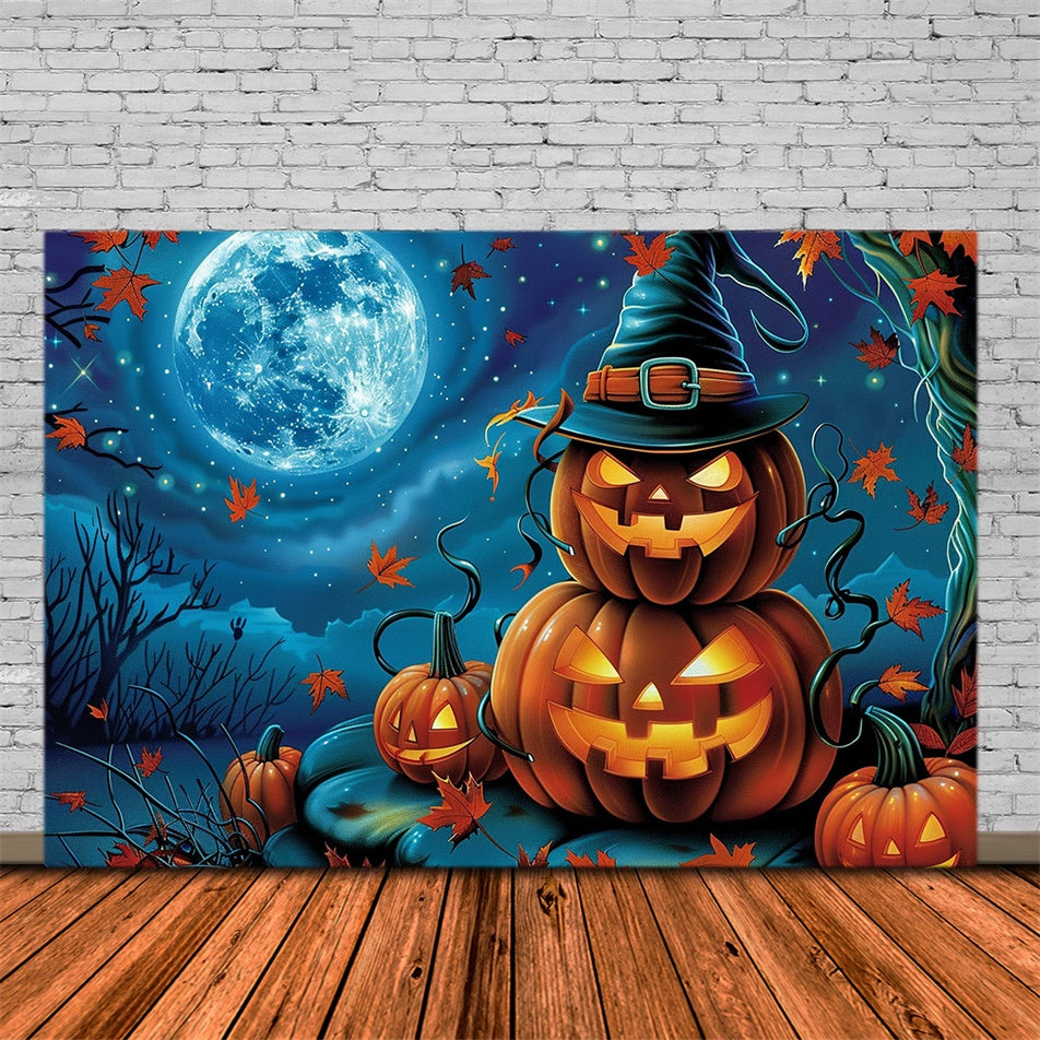 Halloween Moon Backdrop Smiling Pumpkins Stars Backdrop UK MRR7-29