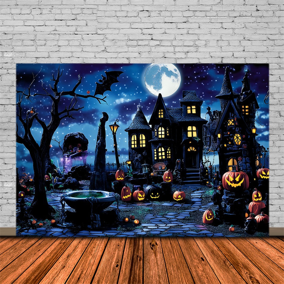 Halloween Backdrop Starry Night Spooky Street Backdrop UK MRR7-35