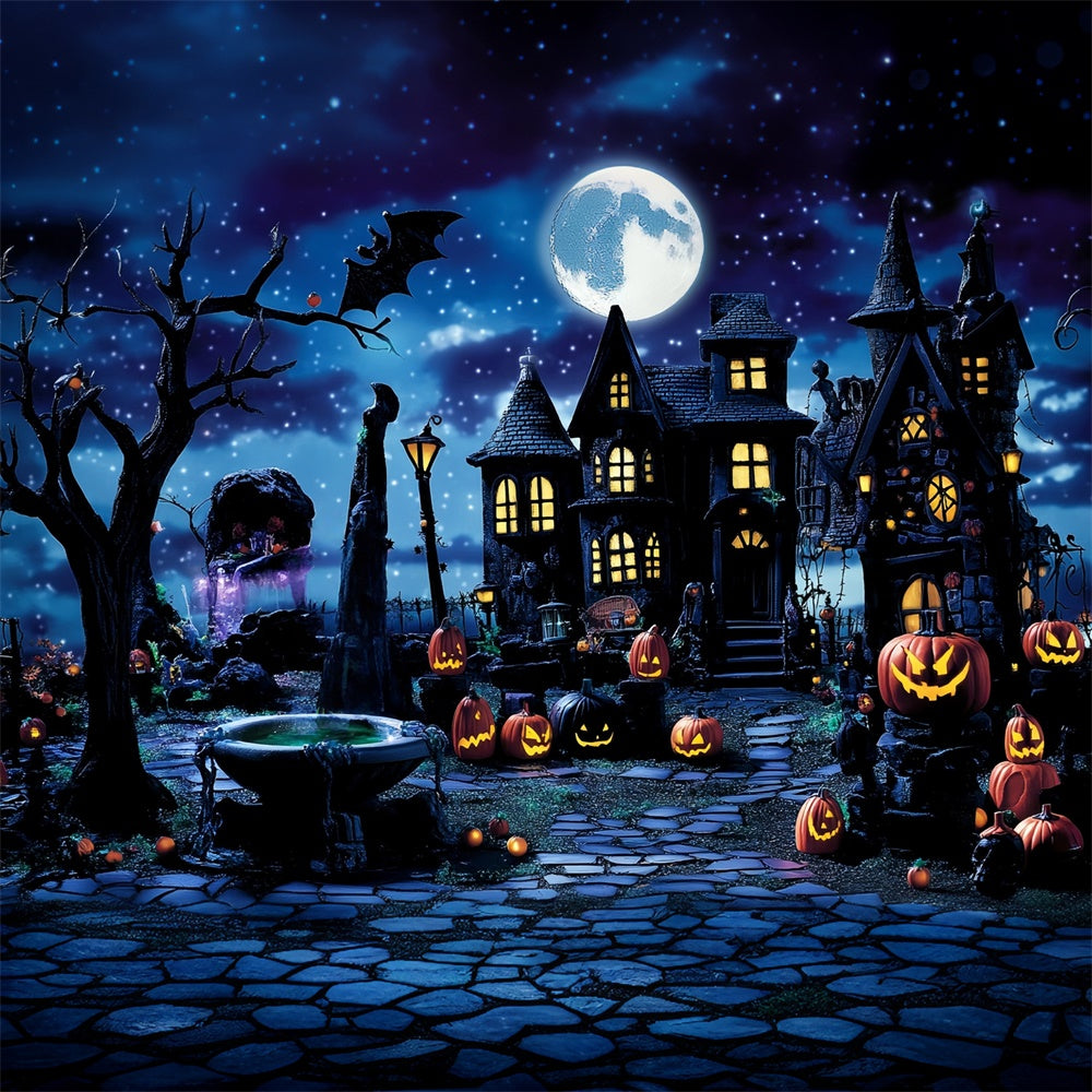 Halloween Backdrop Starry Night Spooky Street Backdrop UK MRR7-35