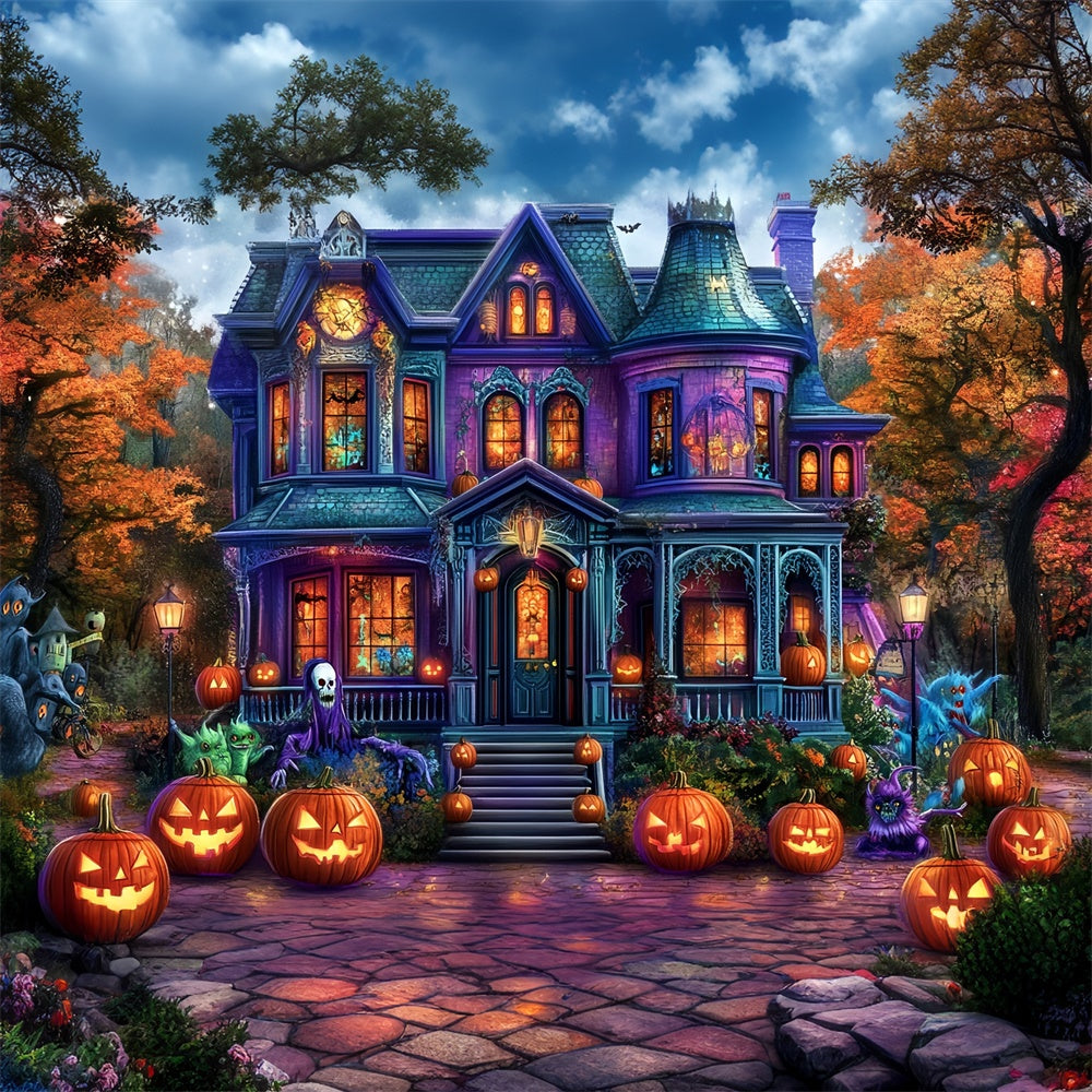 Halloween Picture Backdrop Autumn Fright Estate Backdrop UK MRR7-41