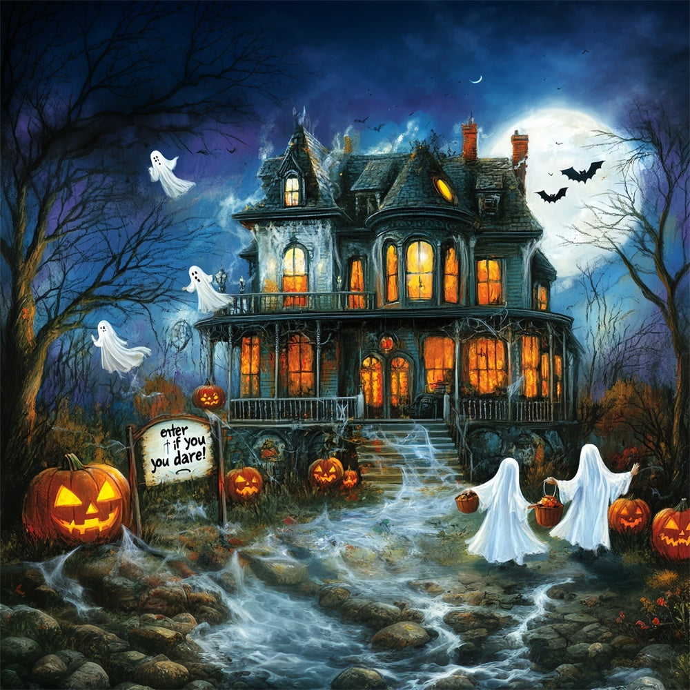 Spooky Halloween Backdrop Haunted Manor Ghosts Backdrop UK MRR7-43