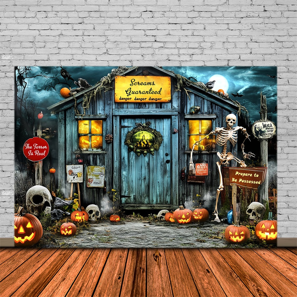 Photography Halloween Backdrop Pumpkin Skull Manor Backdrop UK MRR7-45