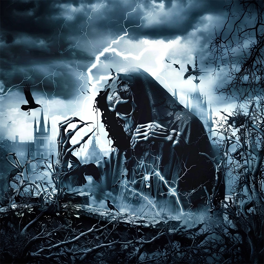 Scary Halloween Backdrop Vengeful Wraith Lightning Backdrop UK MRR7-47