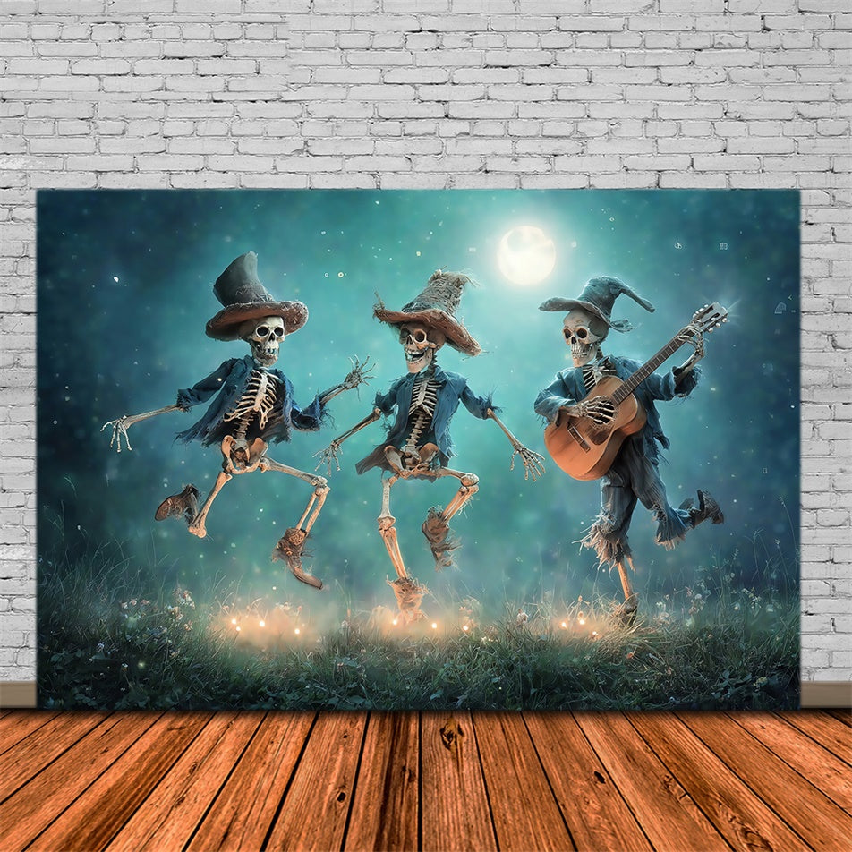 Spooky Halloween Backdrop Skeleton Hoedown Moonlight Backdrop UK MRR7-50