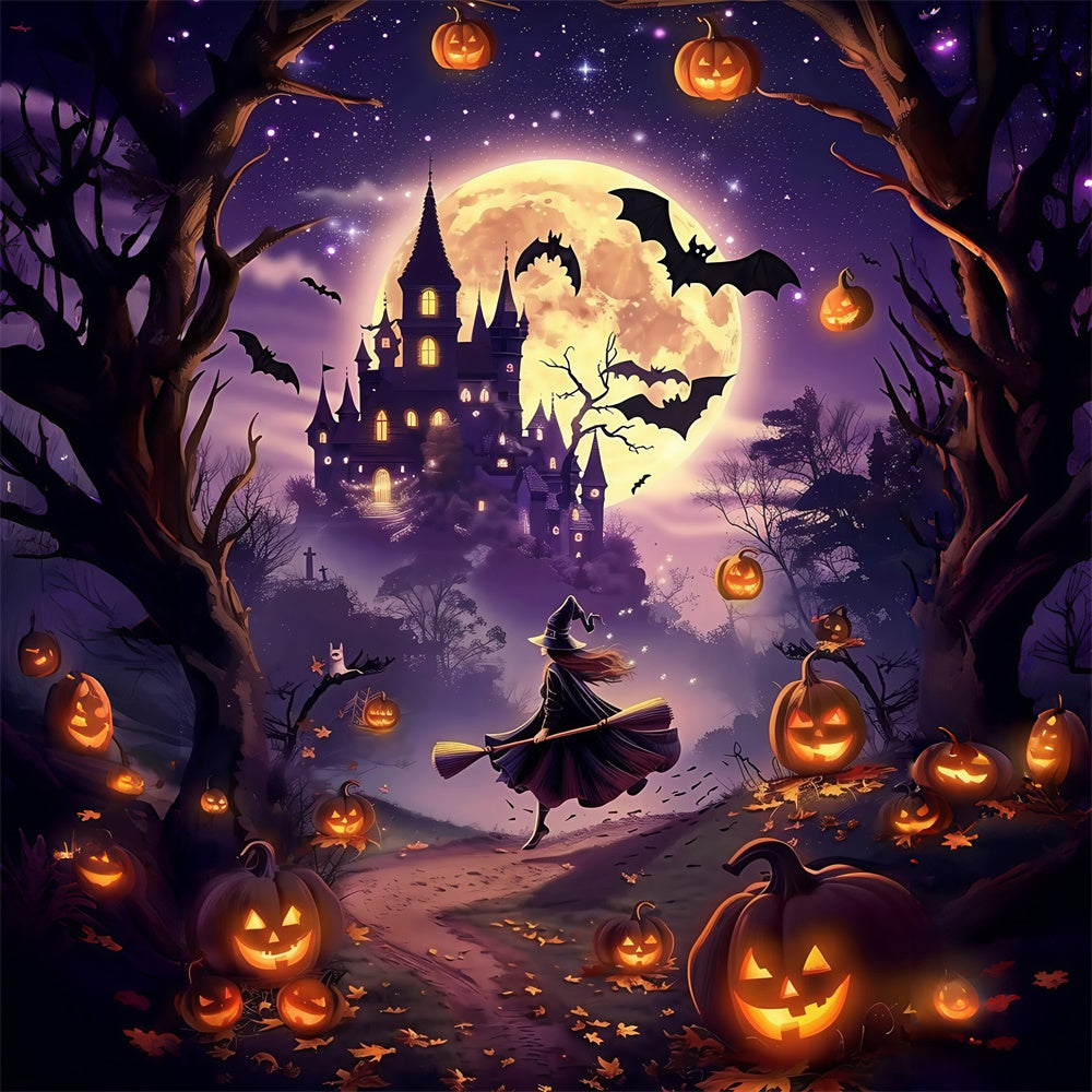 Halloween Witch Backdrop Moonlit Magic Ride Backdrop UK MRR7-51