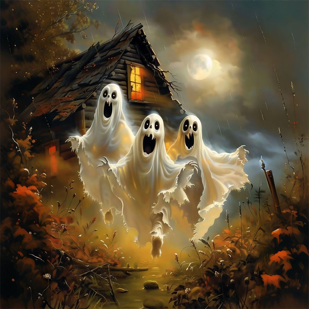 Photography Halloween Backdrop Moonlit Ghost Rush Backdrop UK MRR7-53