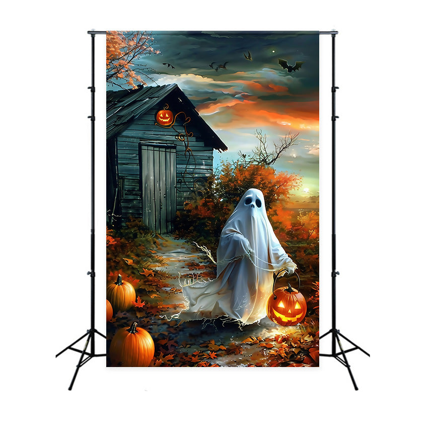 Halloween Photo Backdrop Pumpkin Lantern Ghost Backdrop UK MRR7-55