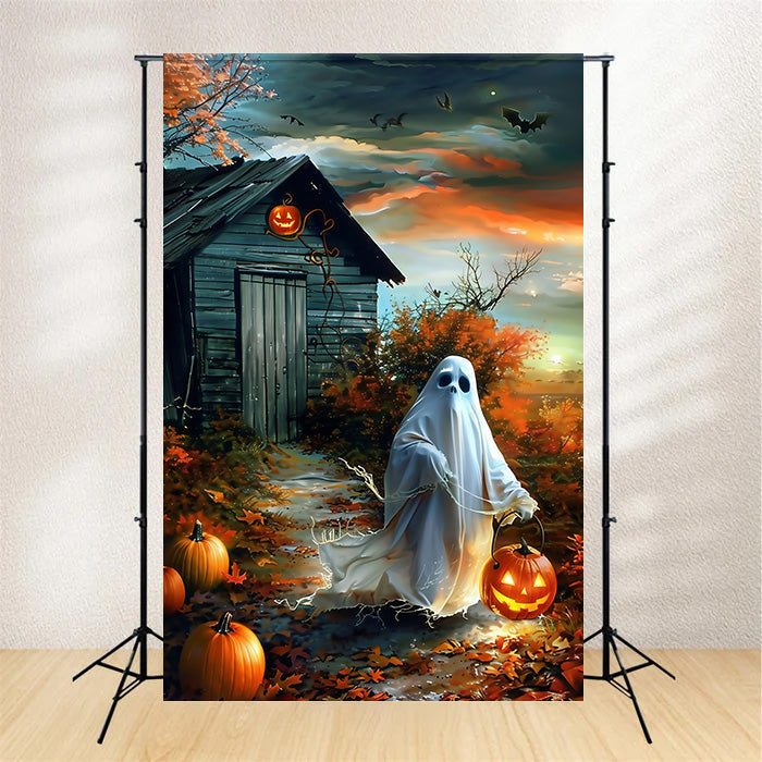 Halloween Photo Backdrop Pumpkin Lantern Ghost Backdrop UK MRR7-55