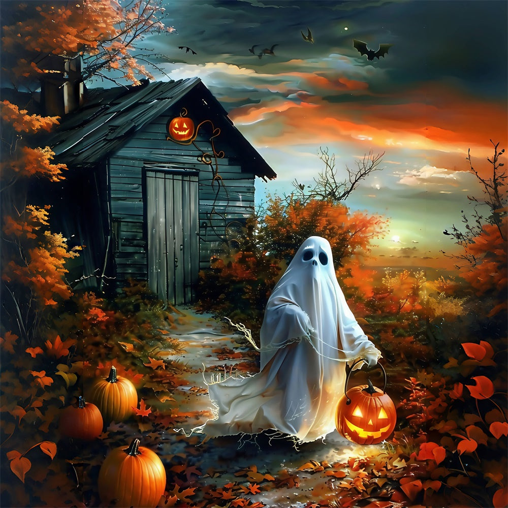Halloween Photo Backdrop Pumpkin Lantern Ghost Backdrop UK MRR7-55