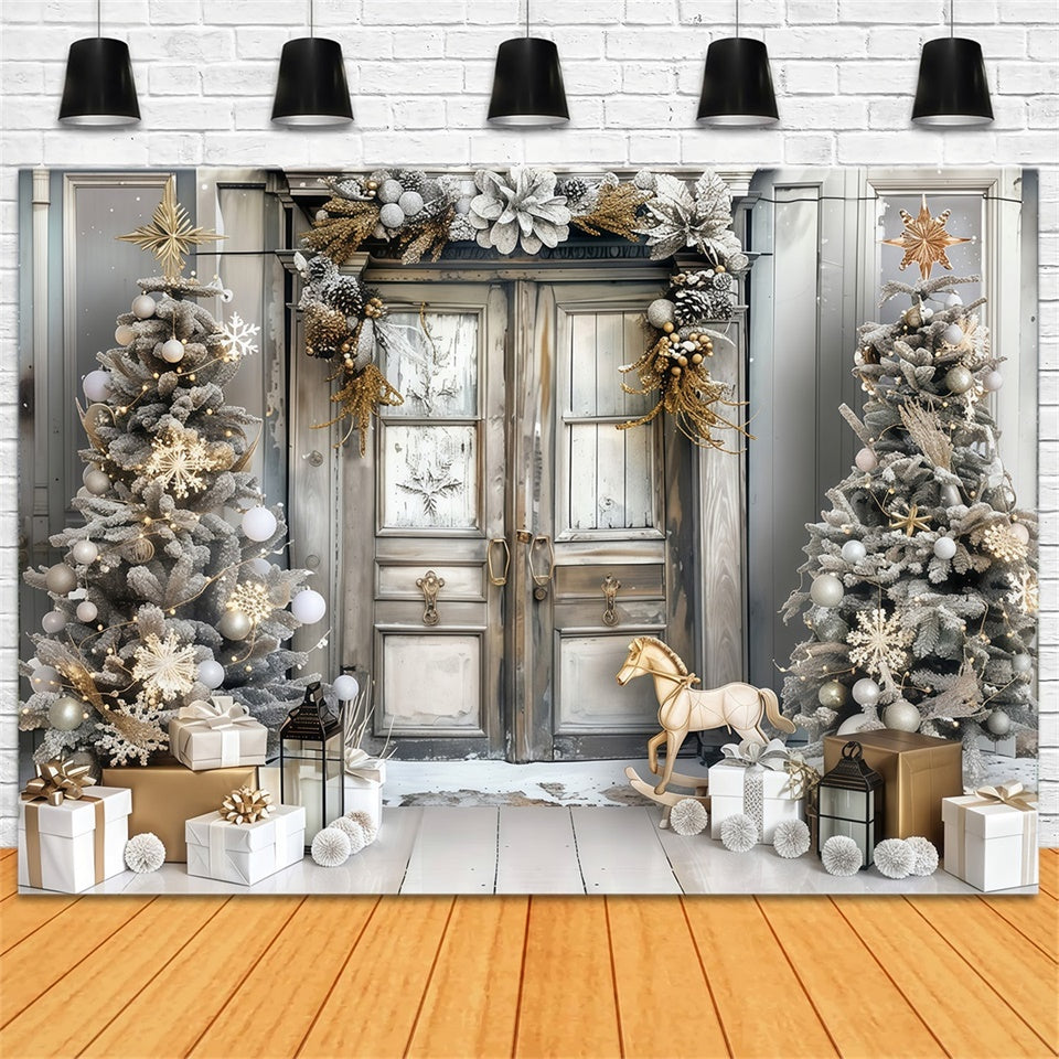 Christmas Photo Backdrop Luxury Holiday Entrance Backdrop UK MRR7-57