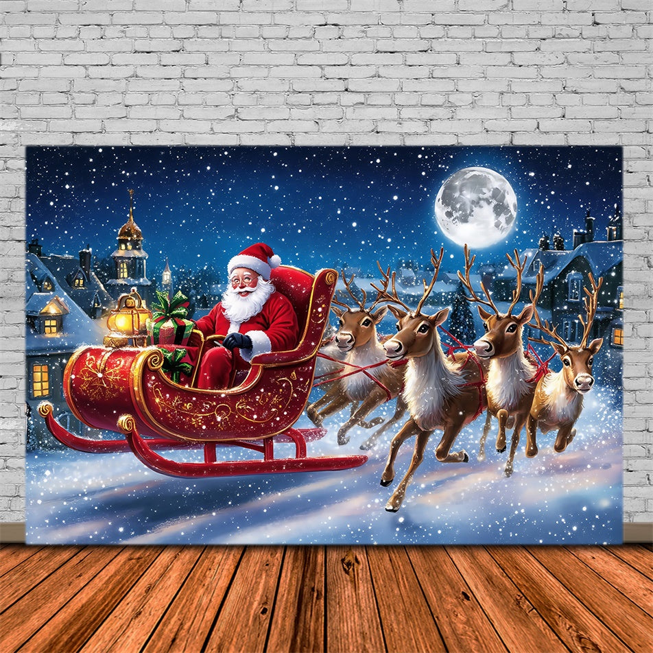 Christmas Backdrop Ideas Santa Reindeer Adventure Backdrop UK MRR7-60