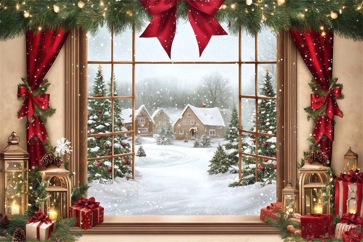 Christmas Photo Backdrop Holiday Window Magic Backdrop UK MRR7-68