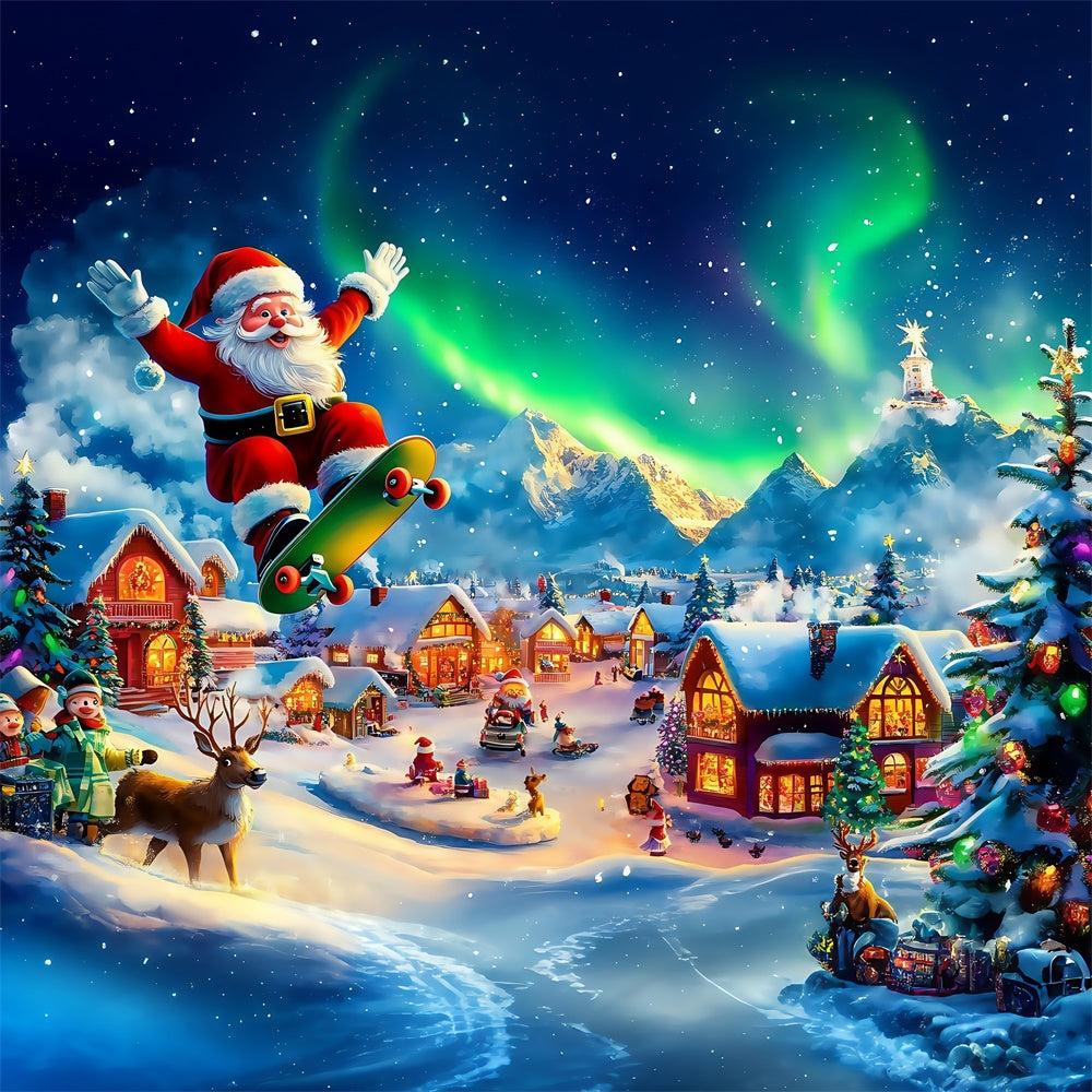 Christmas Village Backdrop Santa Winter Joy Backdrop UK MRR7-71