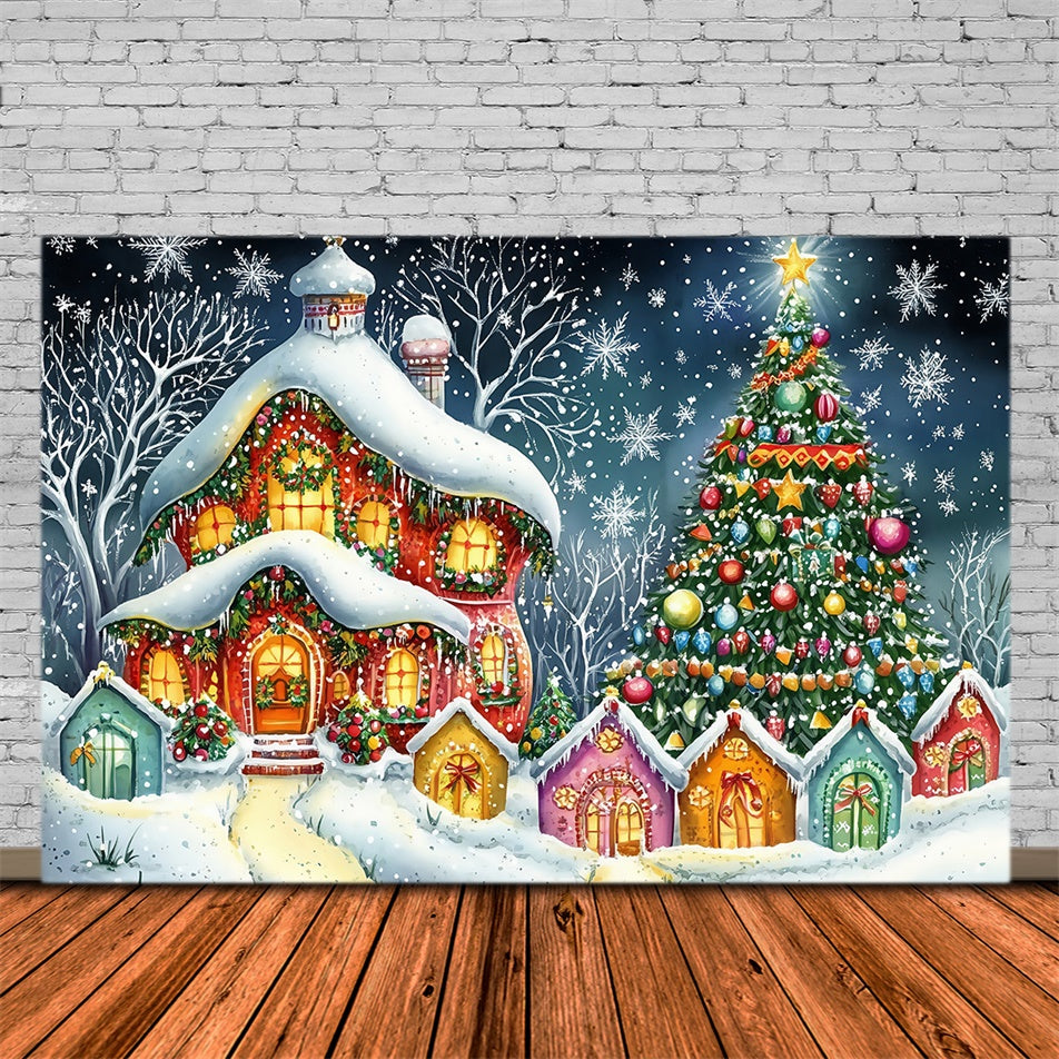 Christmas Backdrop Twilight Snowflake Fantasy Backdrop UK MRR7-76