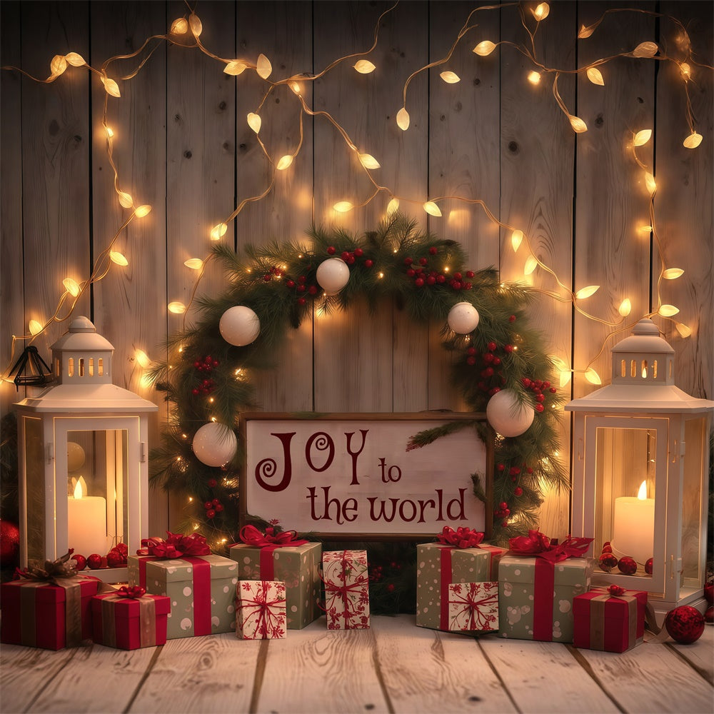 Xmas Backdrops Candle Light Pine Garland Backdrop UK MRR7-77