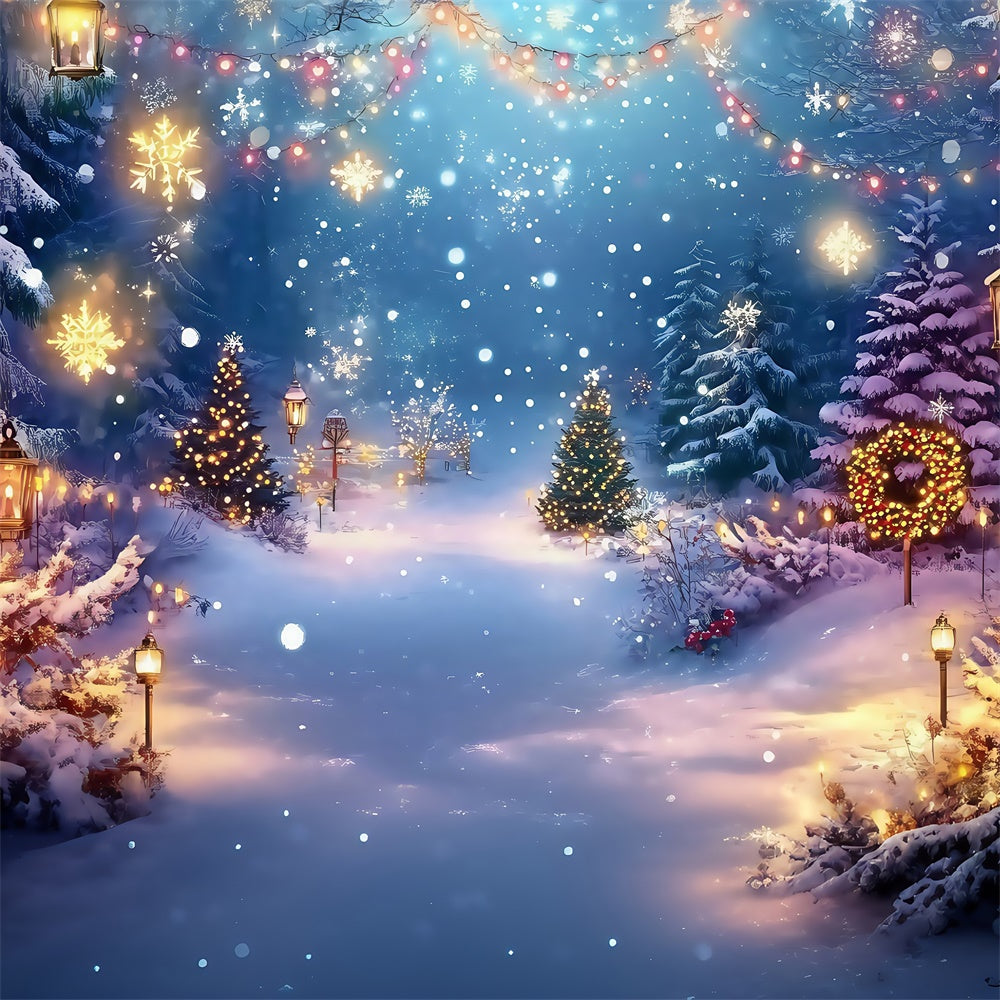 Christmas Backdrop Dreamy Winter Garland Forest Backdrop UK MRR7-78