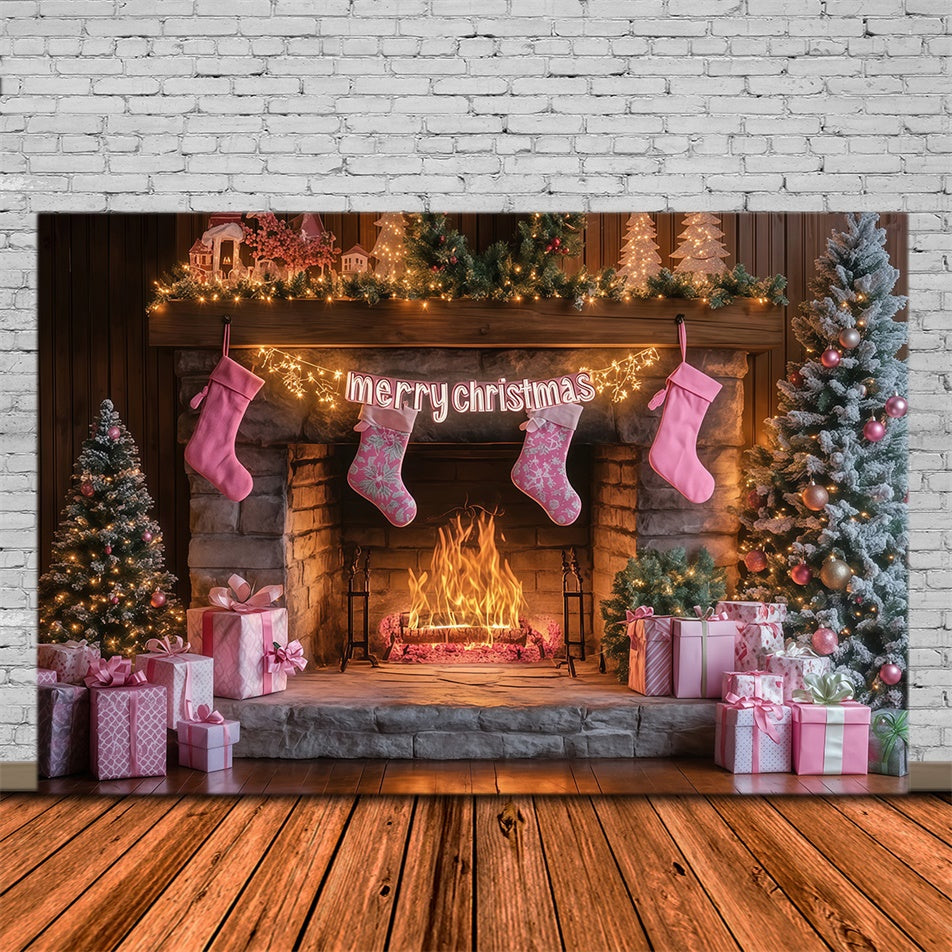 Christmas Photo Backdrop Sweet Stocking Glow Backdrop UK MRR7-82