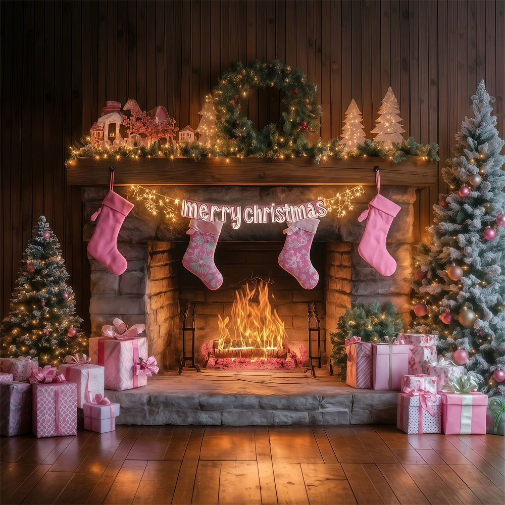 Christmas Photo Backdrop Sweet Stocking Glow Backdrop UK MRR7-82
