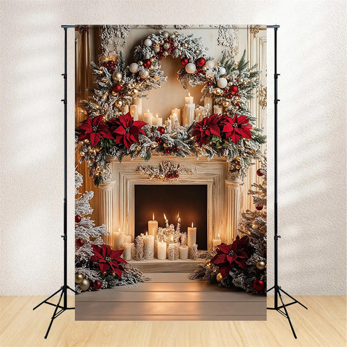 Christmas Backdrops Fireplace Wreath Elegance Backdrop UK MRR7-87
