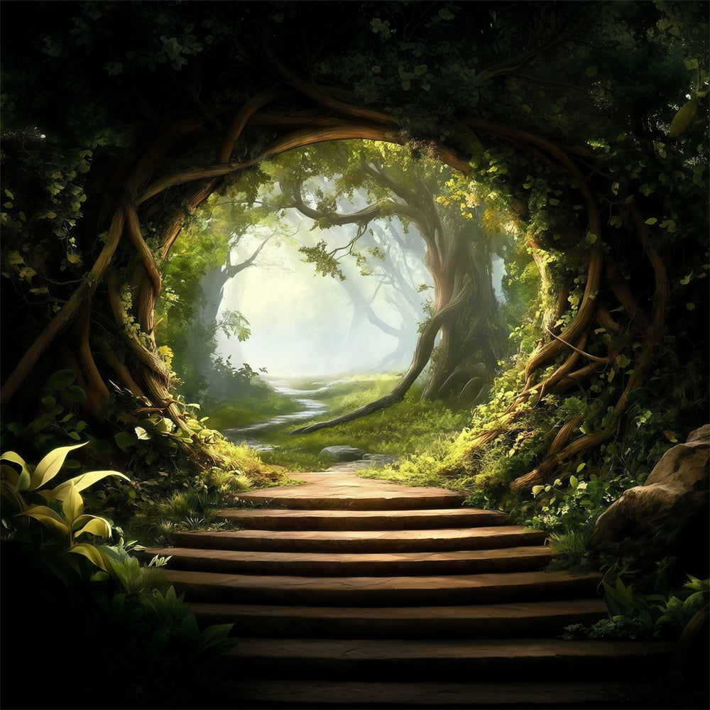 Forest Photography Backdrop Gentle Green Pathway Backdrop UK MRR7-97