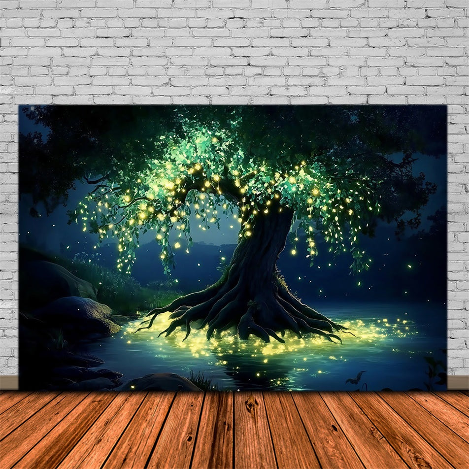 Magical Forest Backdrop Nightlight Serenity Lake Backdrop UK MRR7-98