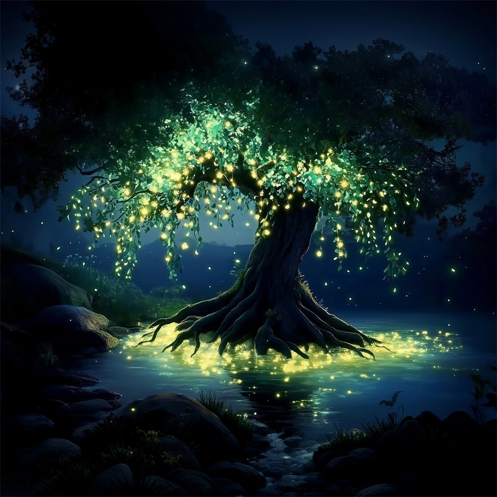 Magical Forest Backdrop Nightlight Serenity Lake Backdrop UK MRR7-98